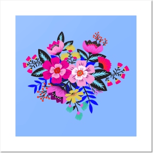 Colorful boho flower bouquet Posters and Art